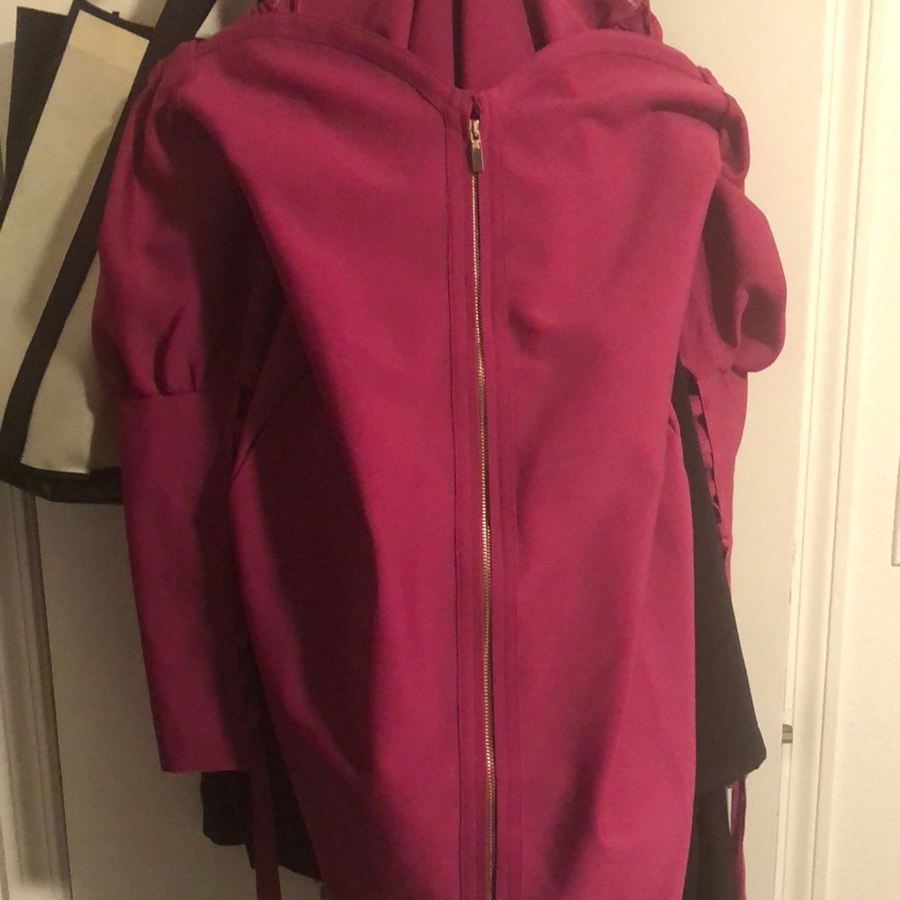 Rebdolls Strapless Off-Shoulder Magenta Bodycon Dress with Front Zip - Picture 2 of 2